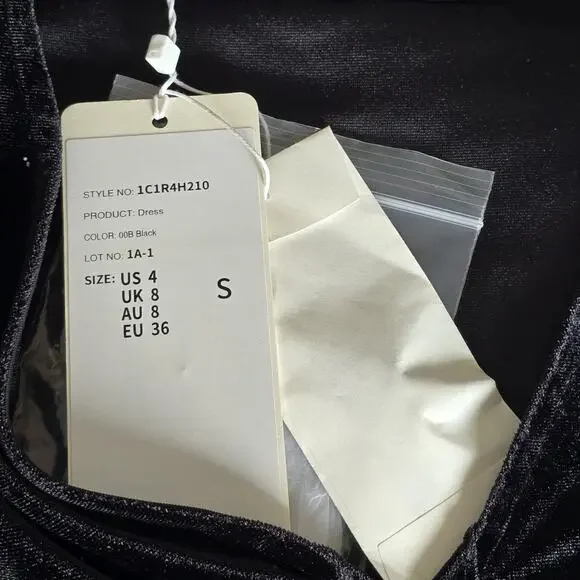 Black Velvet Mini Dress Button Front Long Sleeve Sparkle Holiday Party Cocktail - Picture 9 of 16